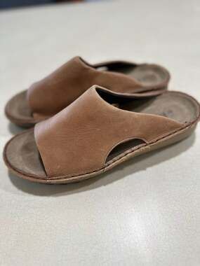 Naot Ardisia Slide Sandals from the Bloom Collection Brown Leather